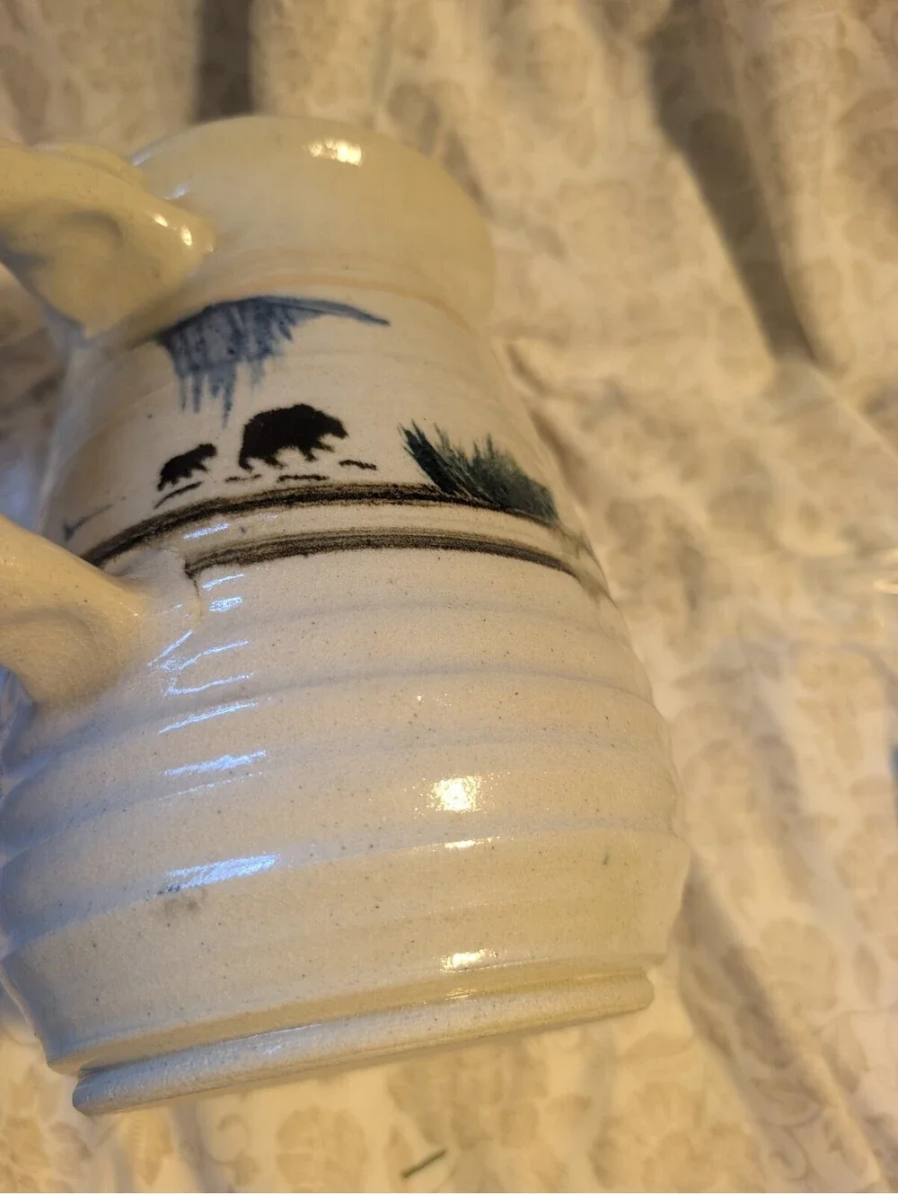 Handcrafted Ceramic Pitcher with Nature Landscape Design
